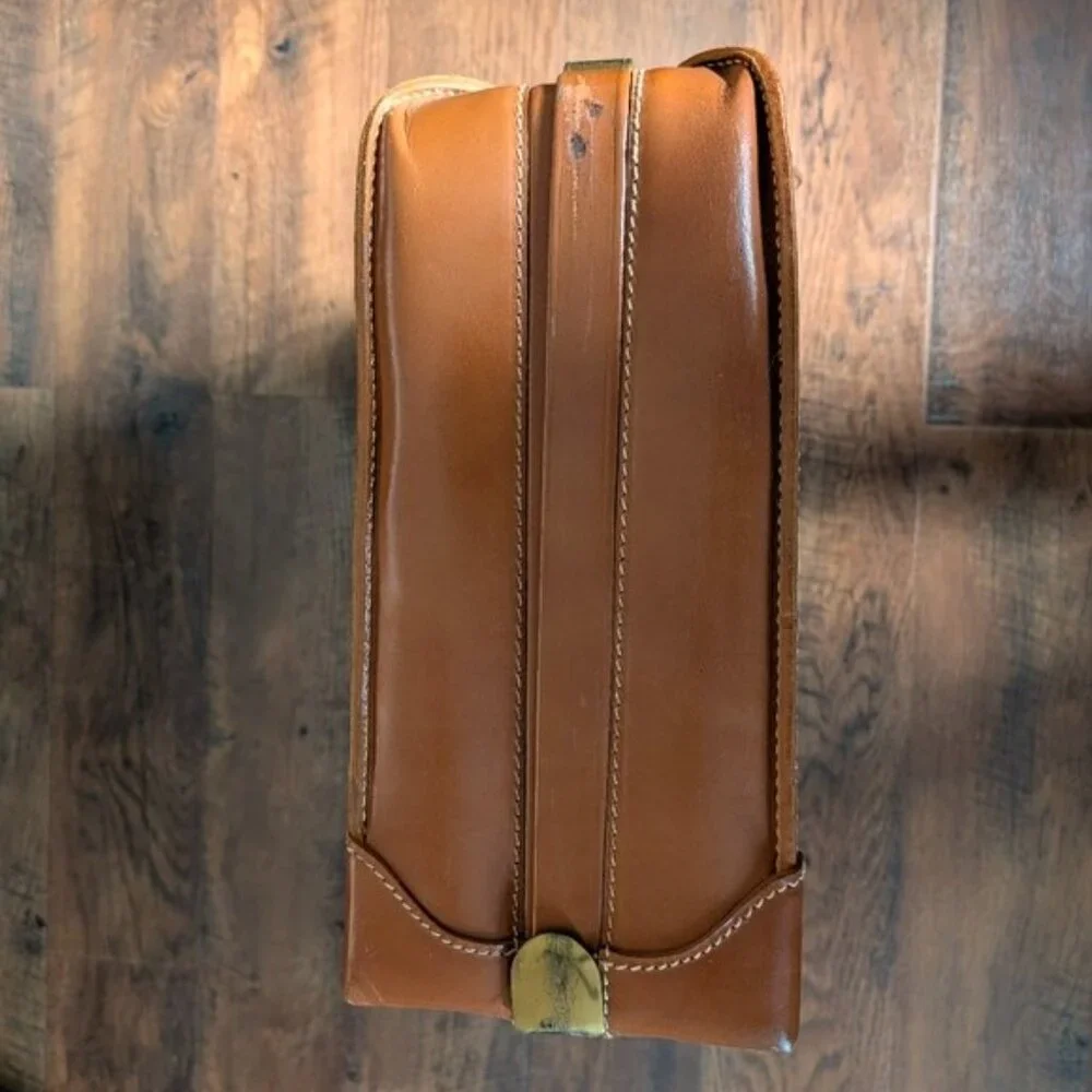 Vintage Lido New York Cowhide Leather Suitcase/Luggage/Retro Travel